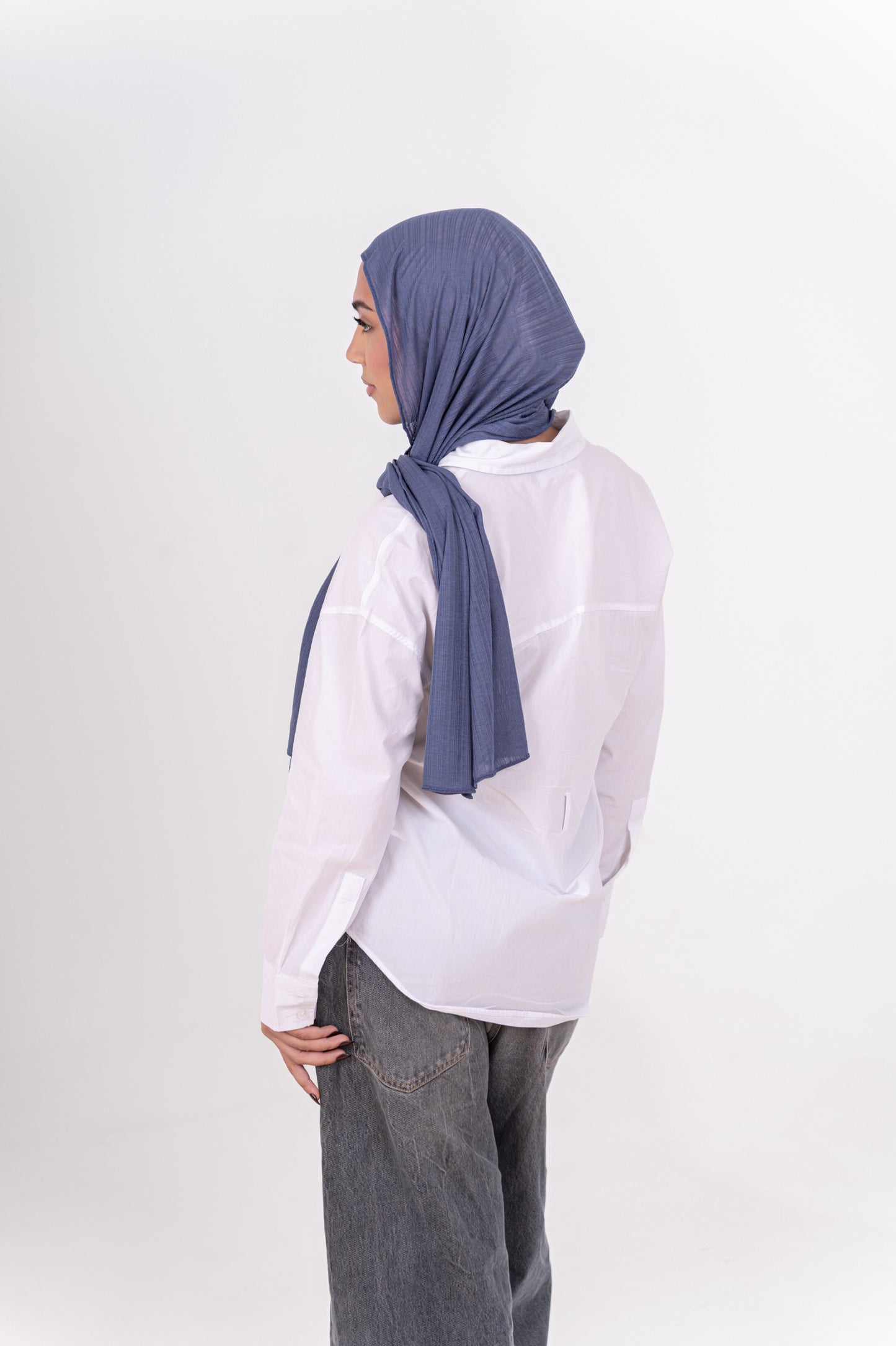 Striped Cotton Lycra - Blue Jeans