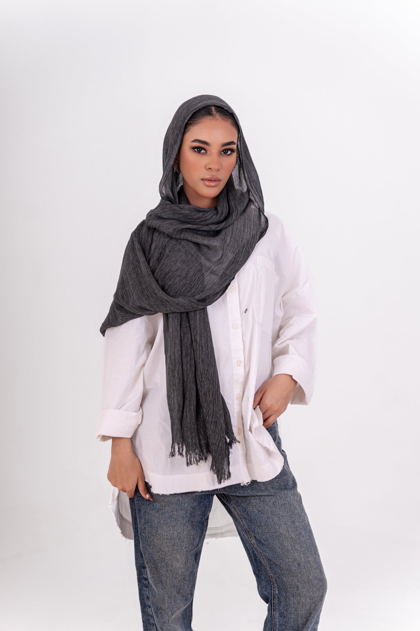 Linen Scarf - Dark Grey
