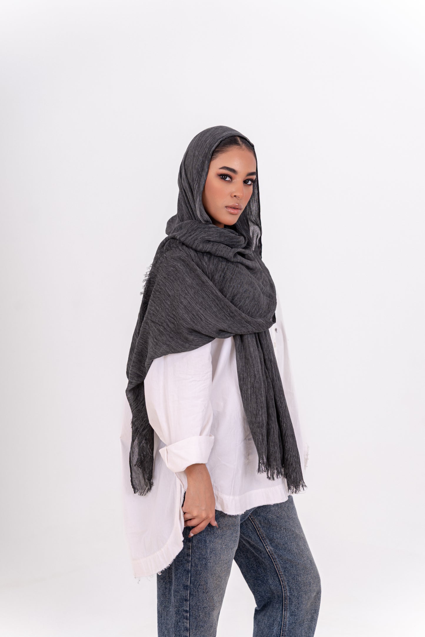 Linen Scarf - Dark Grey