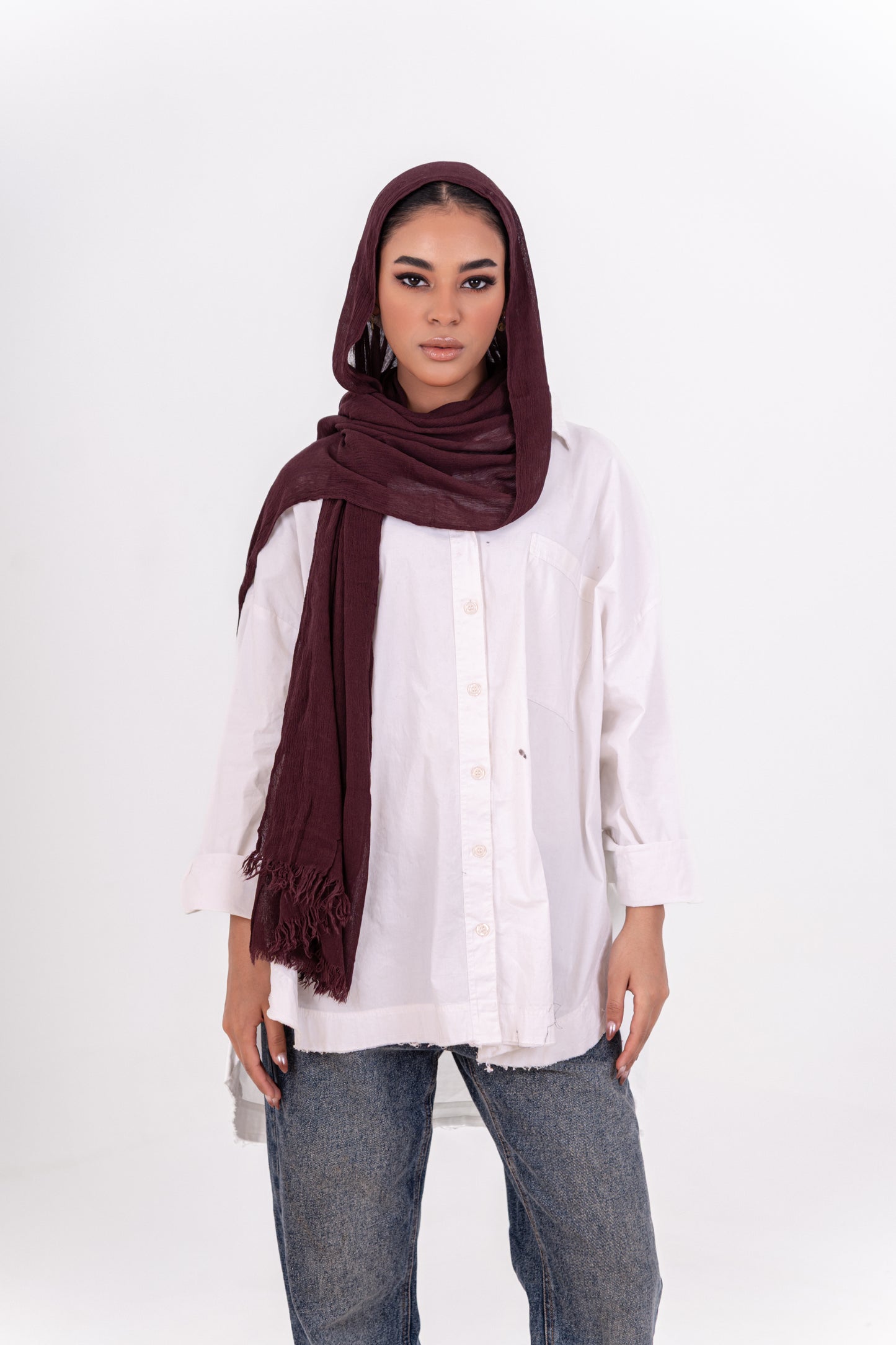 Linen scarf - Burgundy