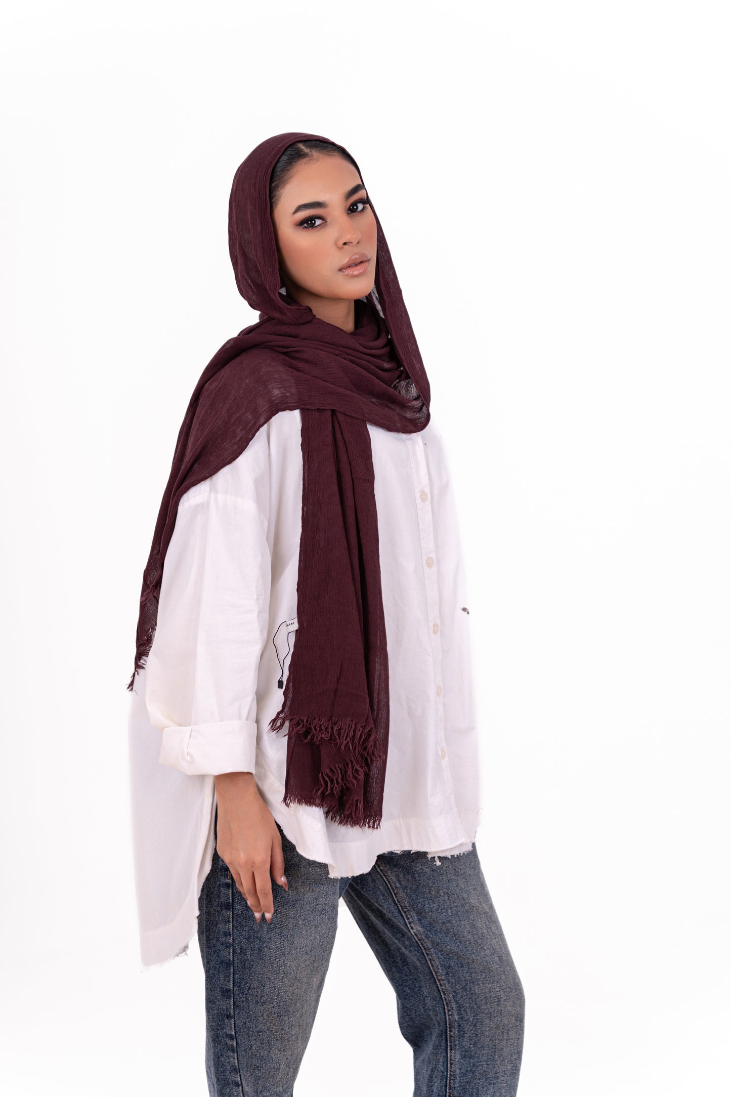 Linen scarf - Burgundy