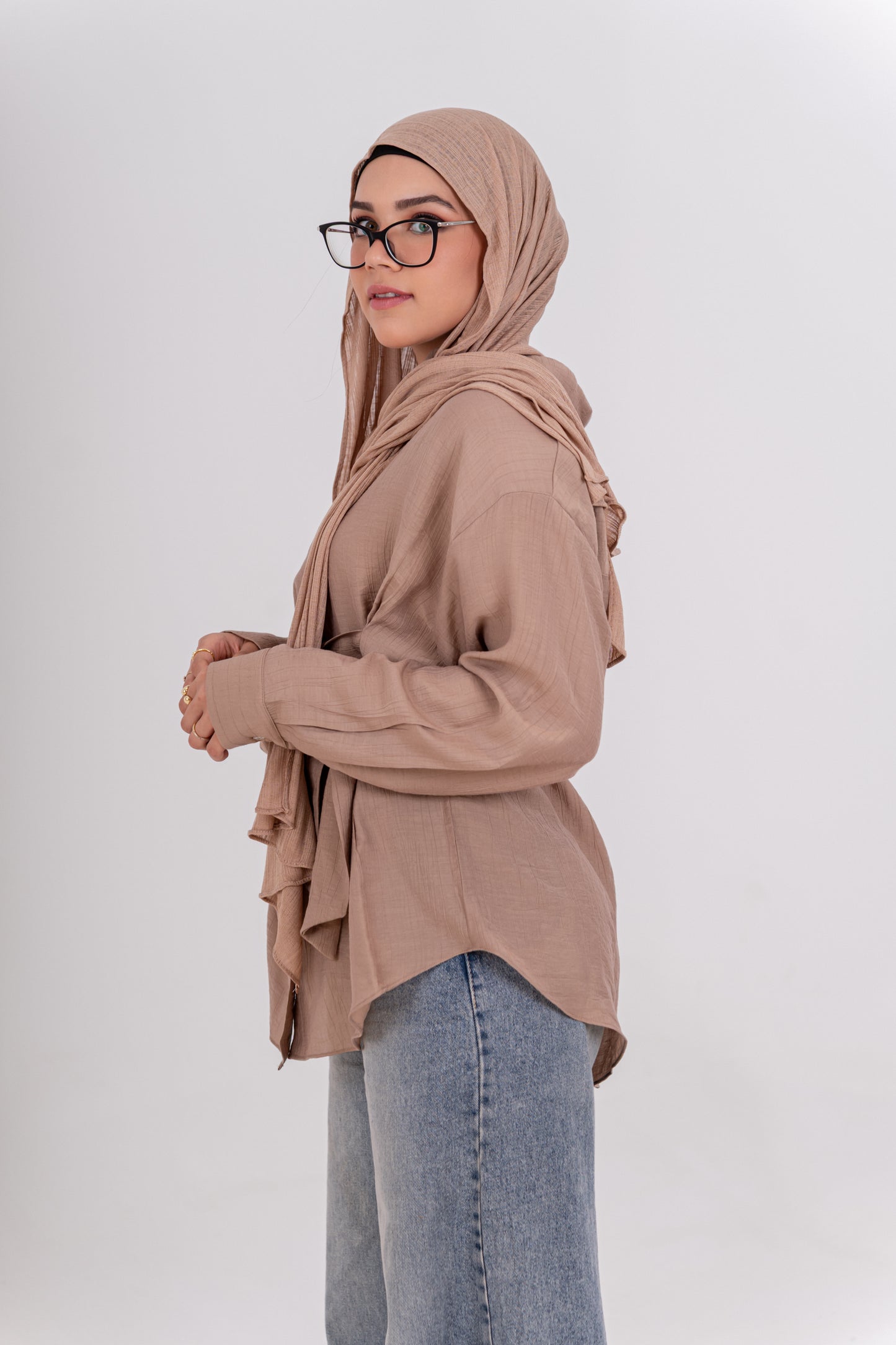 Striped Cotton Lycra - Cafe