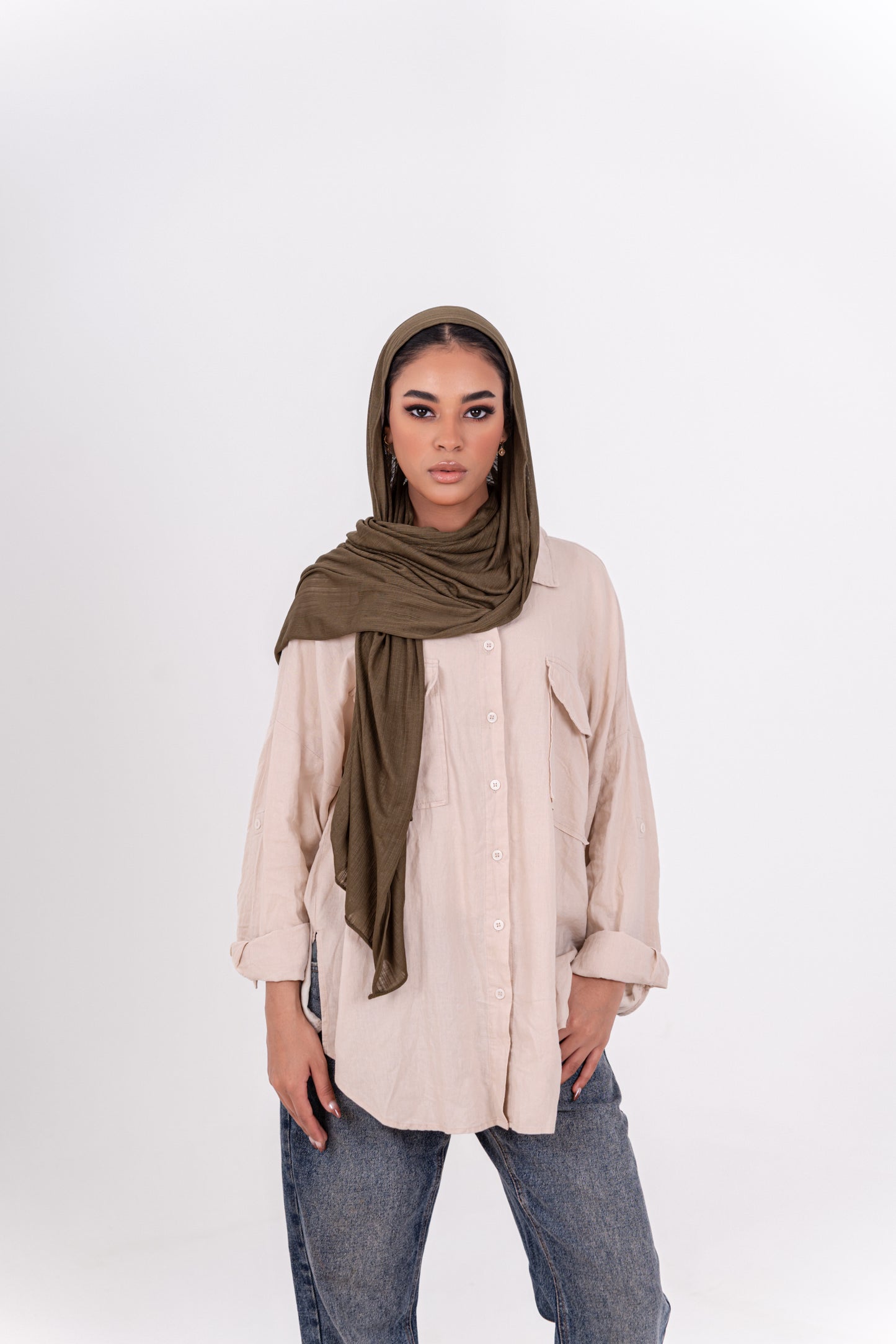 Striped Cotton Lycra - Olive Green