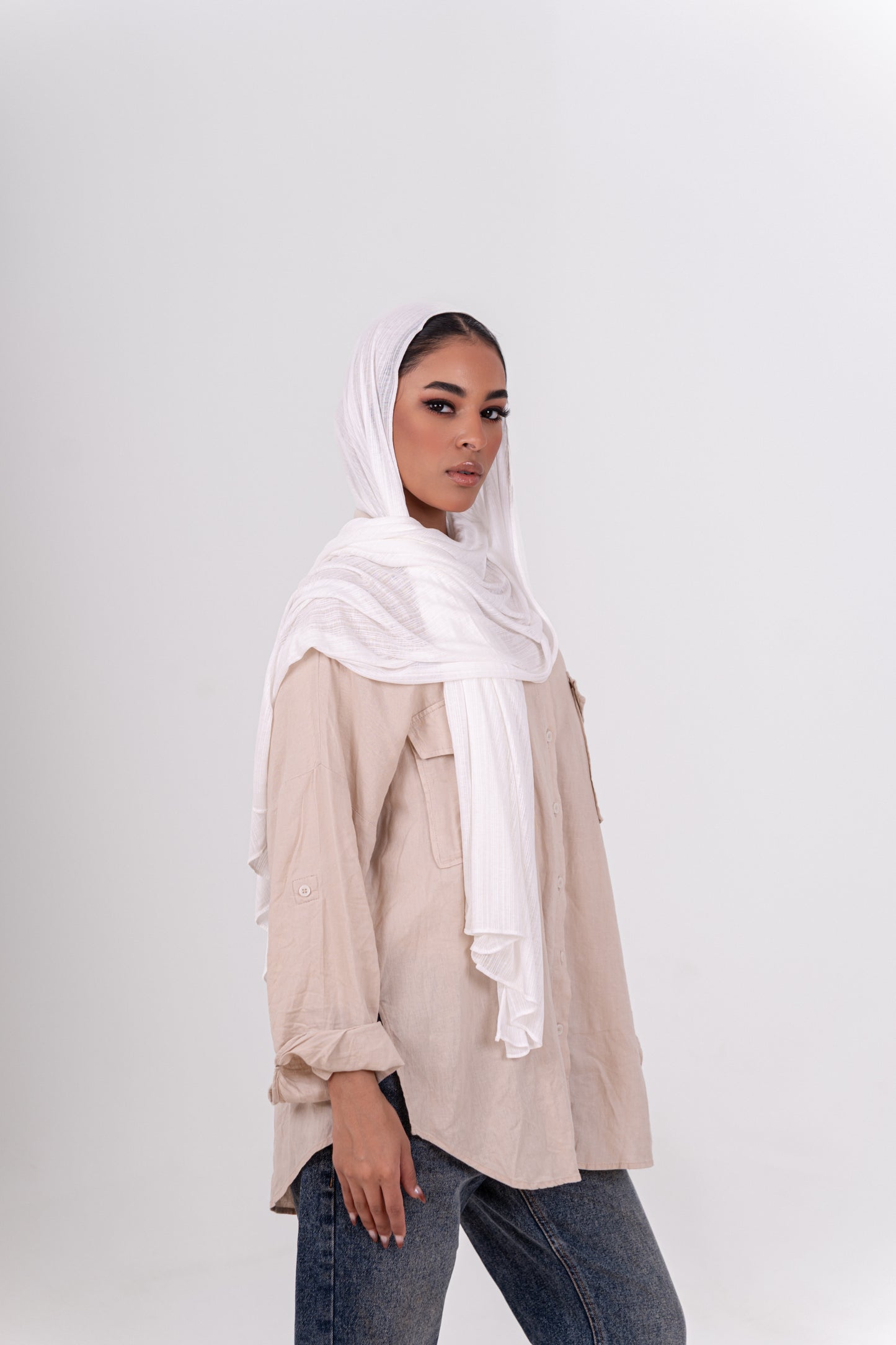 Striped Cotton Lycra - Off White