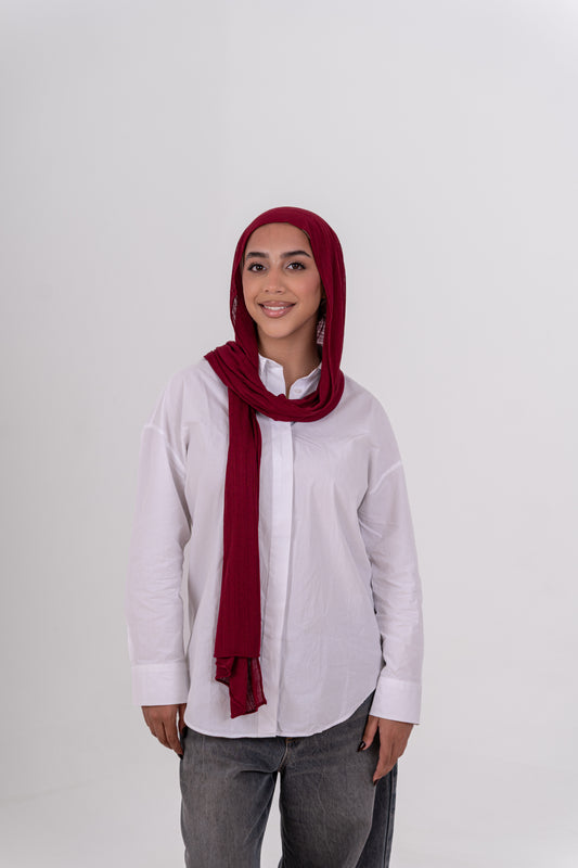 Striped Cotton Lycra - Dark Red