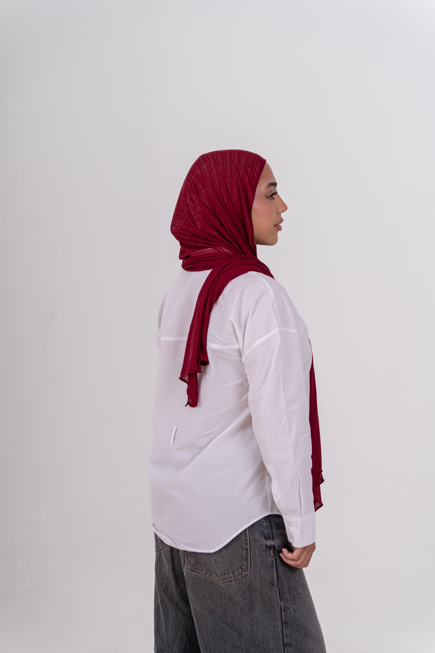 Striped Cotton Lycra - Dark Red