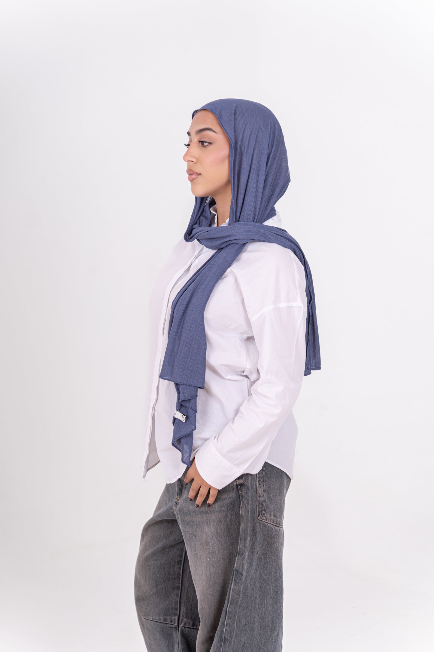 Striped Cotton Lycra - Blue Jeans